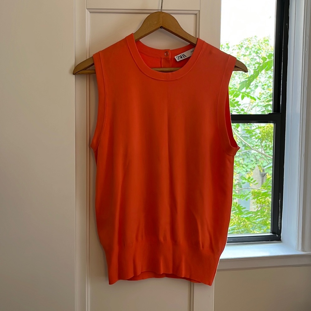 Zara Coral Knit Sleeveless Sweater